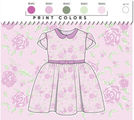 illustration of a dress with all over floral print design