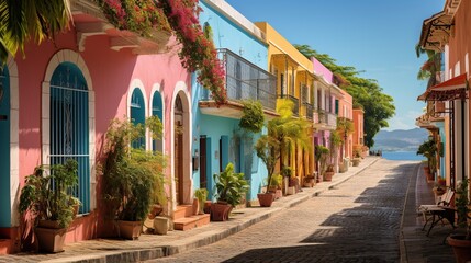 Fototapeta premium Colorful Street in a Tropical City
