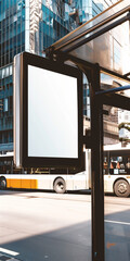 Fototapeta premium high-quality image featuring an empty poster mockup on the side of a moving bus.