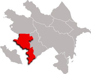East Zangezur map WITH ADMINISTRATIVE DIVISIONS of AZERBAIJAN 3d isometric map