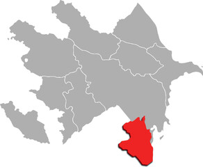 LANKARAN map WITH ADMINISTRATIVE DIVISIONS of AZERBAIJAN 3d isometric map