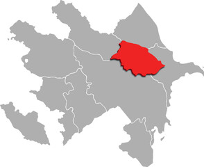 MOUNTAINOUS SHIRVAN map WITH ADMINISTRATIVE DIVISIONS of AZERBAIJAN 3d isometric map
