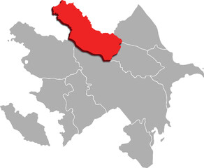 SHAKI ZAQATALA map WITH ADMINISTRATIVE DIVISIONS of AZERBAIJAN 3d isometric map