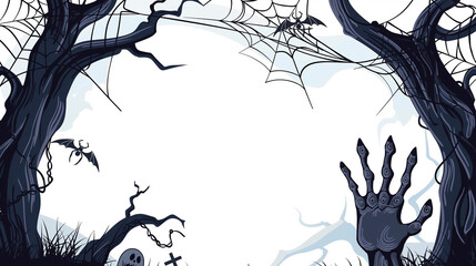 Naklejka premium Halloween Frame with Scary Spider Web and Spooky Design