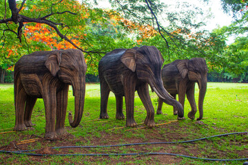 wooden elephant family.   © Sankarji-3RdEYE