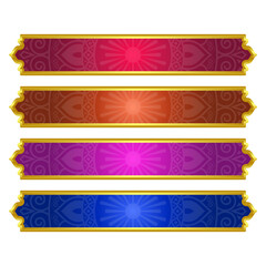 Set of decorative luxury golden arabic islamic banner title frame transparent background gold text box clipart	