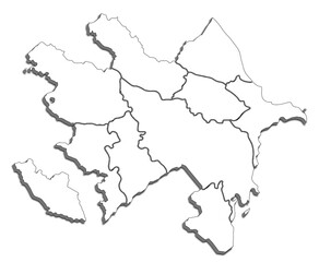 AZERBAIJAN MAP WITH ITS REGIONS AND POLITICAL ADMINISTRATIVE DIVISIONS