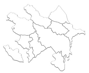 AZERBAIJAN MAP WITH ITS REGIONS AND POLITICAL ADMINISTRATIVE DIVISIONS