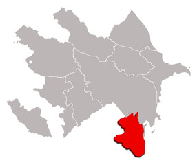 LANKARAN map WITH ADMINISTRATIVE DIVISIONS of AZERBAIJAN 3d isometric map