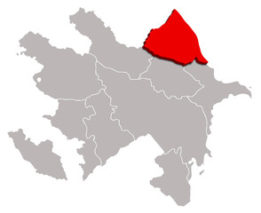 GUBA KHACHMAZ map WITH ADMINISTRATIVE DIVISIONS of AZERBAIJAN 3d isometric map