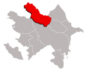 SHAKI ZAQATALA map WITH ADMINISTRATIVE DIVISIONS of AZERBAIJAN 3d isometric map