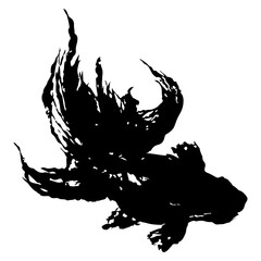 真上から見た金魚のシルエットのベクター画像