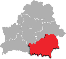 GOMEL map REGION of BELARUS 3d isometric map
