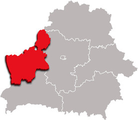 GRODNO map REGION of BELARUS 3d isometric map