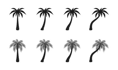 Fototapeta premium palm tree icon set vector illustration isolated on white background.