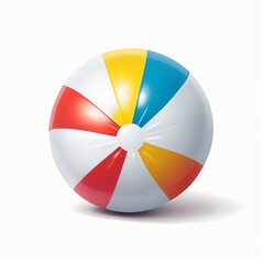 Fototapeta premium Classic multicolored beach ball on a white background, generated by AI