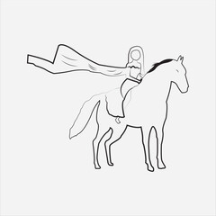 Horse line art isulated on white background