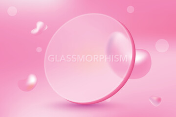 3d Fluid Gradient Pink Background. Glassmorphism Style Frame Design Vector For Webiste and Mobile