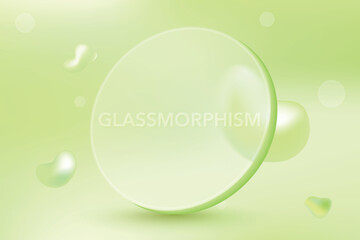 3d Fluid Gradient Green Background. Glassmorphism Style Frame Design Vector For Webiste and Mobile