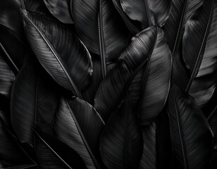 Fototapeta premium y Textures of abstract black leaves for tropical leaf background. Flat lay, dark nature concept