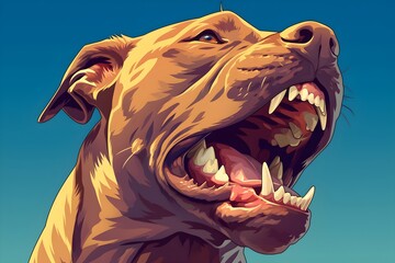 Aggressive dog get angry and bares his teeth. Dog shows dangerous teeth and ready to attack. Rabies vaccination and prevention, immunization and treatment of infection. Warning: Beware of angry do