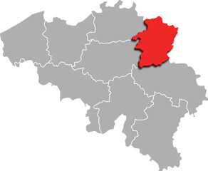 LIMBURG map PROVINCE of BELGIUM 3d isometric map