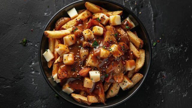 Delicious Poutine with Fries, Cheese Curds, and Gravy
