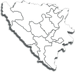 MAP OF BOSNIA AND HERZEGOVINA WITH ITS POLITICAL ADMINISTRATIVE DIVISIONS