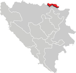 POSAVINA map administrative division of BOSNIA AND HERZEGOVINA 3d isometric map