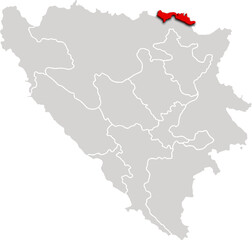 POSAVINA map administrative division of BOSNIA AND HERZEGOVINA 3d isometric map