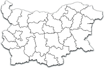 MAP OF BULGARIA WITH ITS REGIONS AND POLITICAL ADMINISTRATIVE DIVISIONS 3D ISOMETRIC MAP