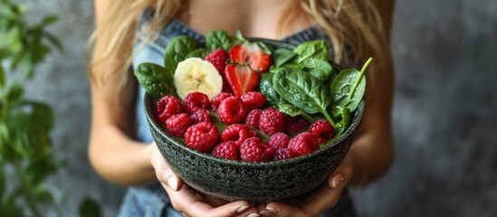 Green Smoothie Bowl with Berries, Banana, and Spinach