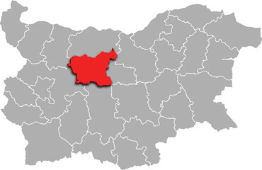 LOVECH map REGION of BULGARIA 3d isometric map