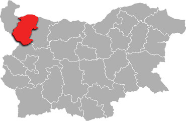 MONTANA map REGION of BULGARIA 3d isometric map
