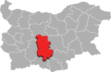 Fototapeta premium PLOVDIV map REGION of BULGARIA 3d isometric map