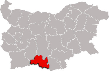 SMOLYAN map REGION of BULGARIA 3d isometric map