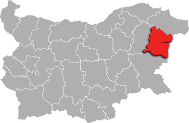 VARNA map REGION of BULGARIA 3d isometric map