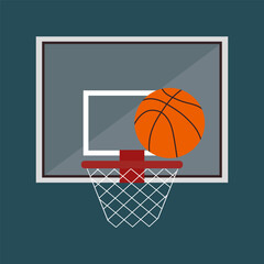 Fototapeta premium Basketball Hoop Flat Icon on Blue Background. The icon is depicted on Blue Background.
