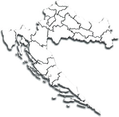croatia map with its counties and administrative divisions 3d isometric map