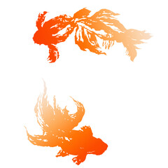 上から見た金魚が泳いでいるイラストのベクター画像