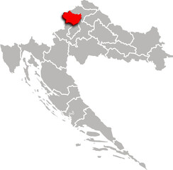 KRAPINA ZAGORJE map county of CROATIA 3d isometric map