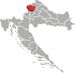 KRAPINA ZAGORJE map county of CROATIA 3d isometric map