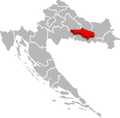 POZEGA SLAVONIA map county of CROATIA 3d isometric map