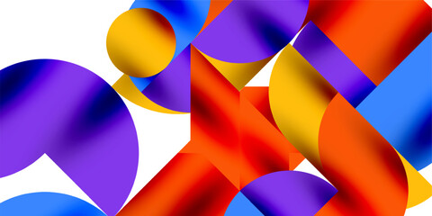 Tech minimal circular shapes geometric art. Vector modern circles