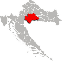 SISAK MOSLAVINA map county of CROATIA 3d isometric map