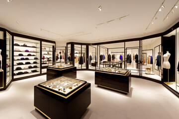 "Opulent Decor in High-End Fashion Departments"