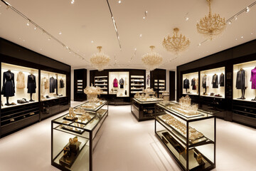 "Luxury Fashion Department Store Interior"