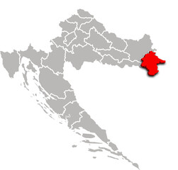 VUKOVAR SYRMIA map county of CROATIA 3d isometric map