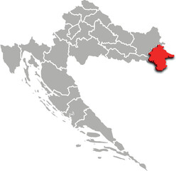VUKOVAR SYRMIA map county of CROATIA 3d isometric map