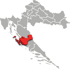 ZADAR map county of CROATIA 3d isometric map